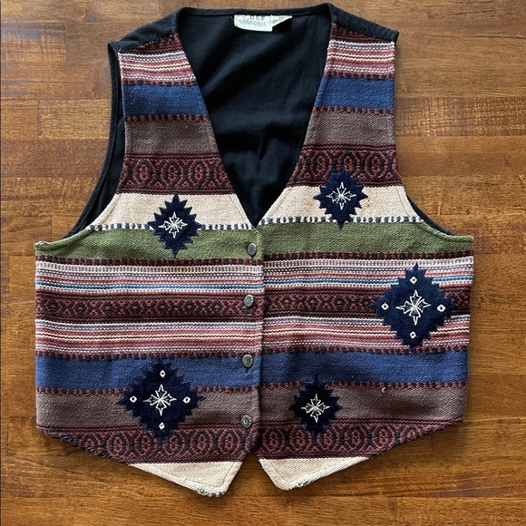 J Gee Jackets & Blazers - J. GEE Southwestern Boho Vest, Vintage Tribal Western women’s size 2X​​